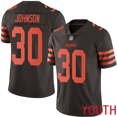 Cleveland Browns D Ernest Johnson Youth Brown Limited Jersey #30 NFL Football Rush Vapor Untouchable->youth nfl jersey->Youth Jersey